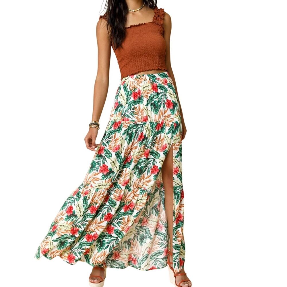 Blue rain Hanna Side Slit Maxi Skirt sz M